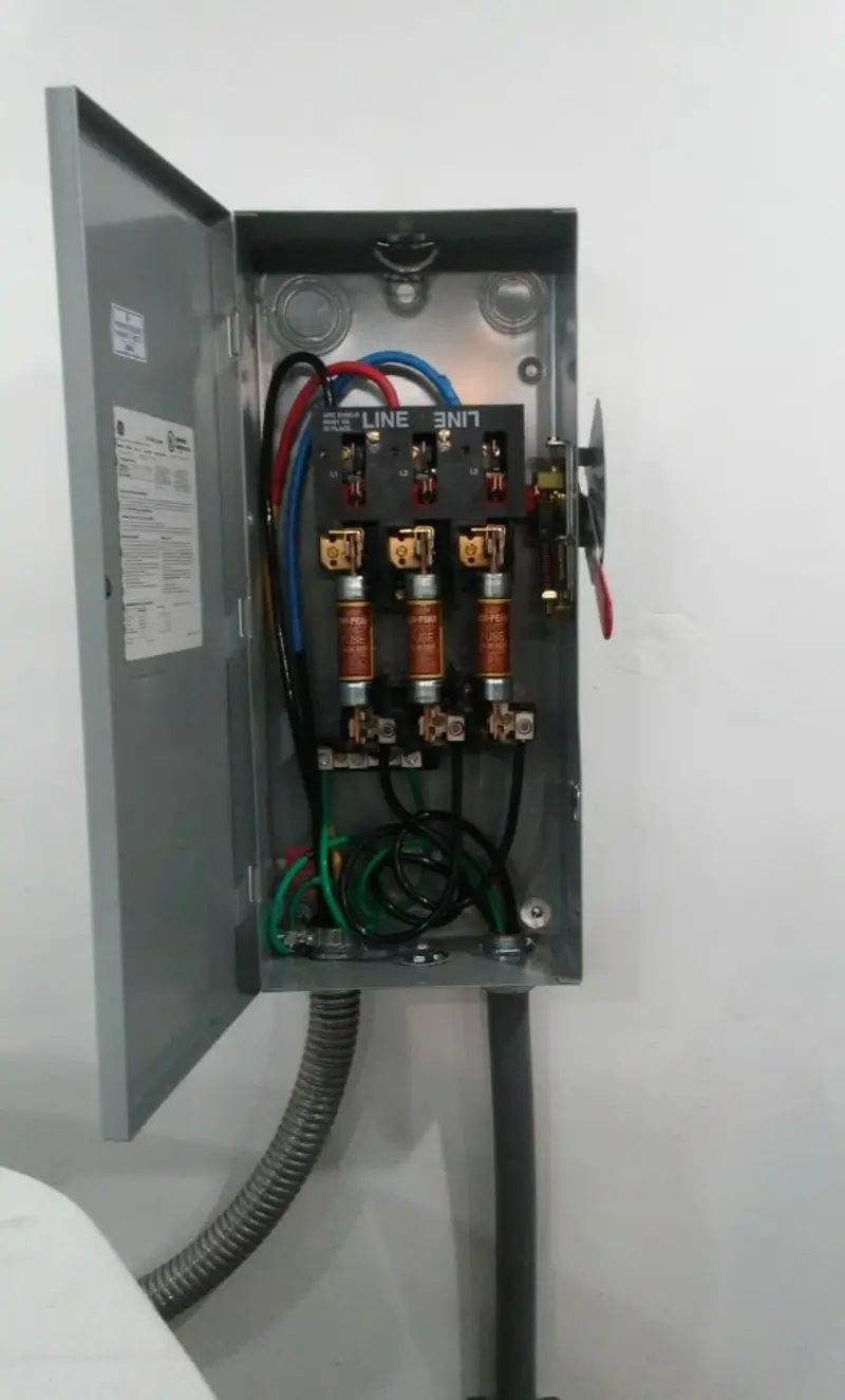 Three-phase disconnect switch installed for Electrical Wiring & Rewiring in Trent Woods